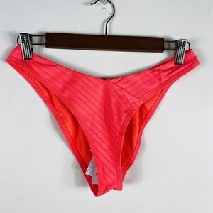 Damsel Size Large Neon Orange High Leg Ribbed Bikini Bottoms